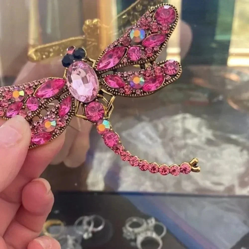 Crystal Vintage Dragonfly Brooches for Women Large Insect Brooch NWBOX